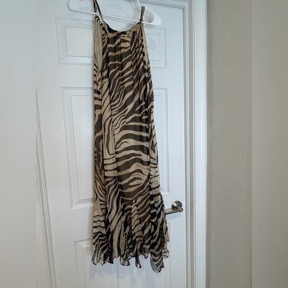 RALPH LAUREN Women’s Zebra Animal Print Halter Elegant Maxi Dress EUC 12 Large - Picture 2 of 7